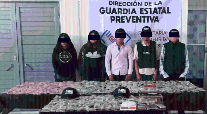 Golpe al CJNG en Chiapas: cinco detenidos con 2,360 dosis