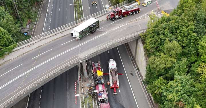 Man seriously injured and airlifted to hospital after tractor falls onto M20 from bridge