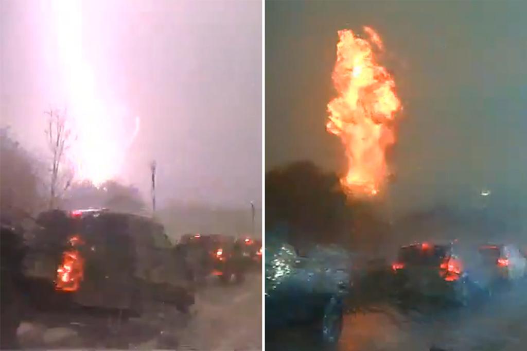 Lightning strike causes fireball to erupt alongside South Carolina commuters after hitting electrical transformer