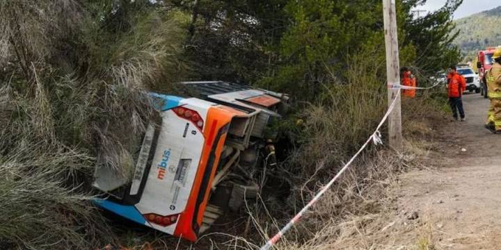 Se desmayó un chofer de colectivo en pleno viaje por Bariloche, volcó y los pasajeros se salvaron milagrosamente