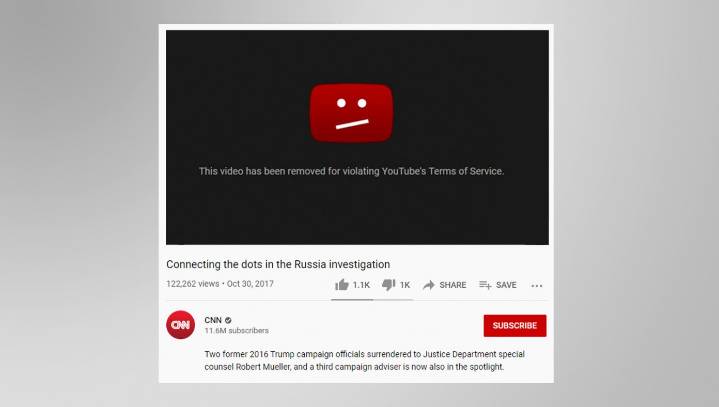 YouTube Accidentally Deletes CNN Russiagate Coverage While Banning Outlandish Conspiracy Theories