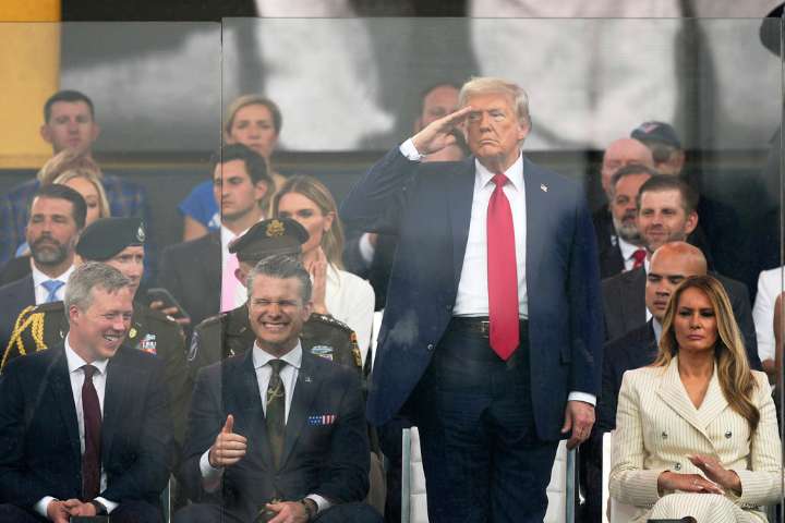 Trump says US military power would be 'instantly obliterated' without tariffs