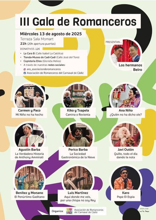 Todo listo para la III Gala de Verano de Romanceros en Cádiz