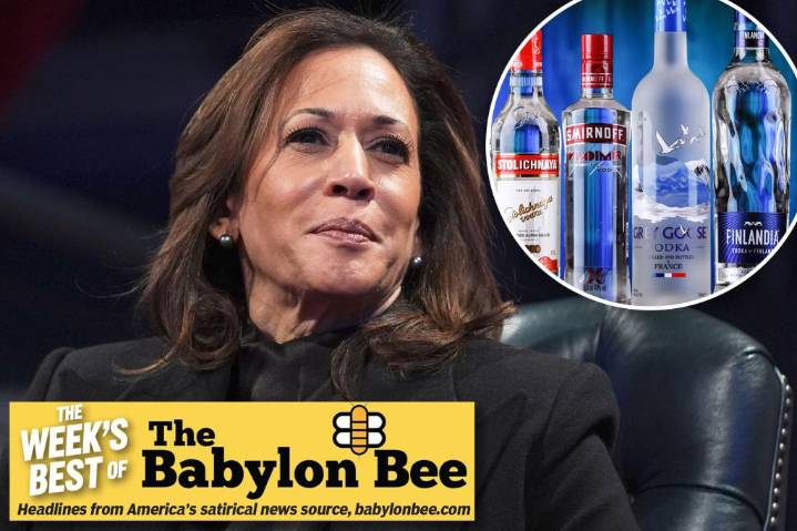 Best of the Babylon Bee: Kamala announces she will step away from politics to spend more time with vodka