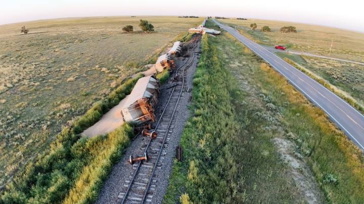 Photos: Train derails in Kiowa County; cause and potential injuries unknown