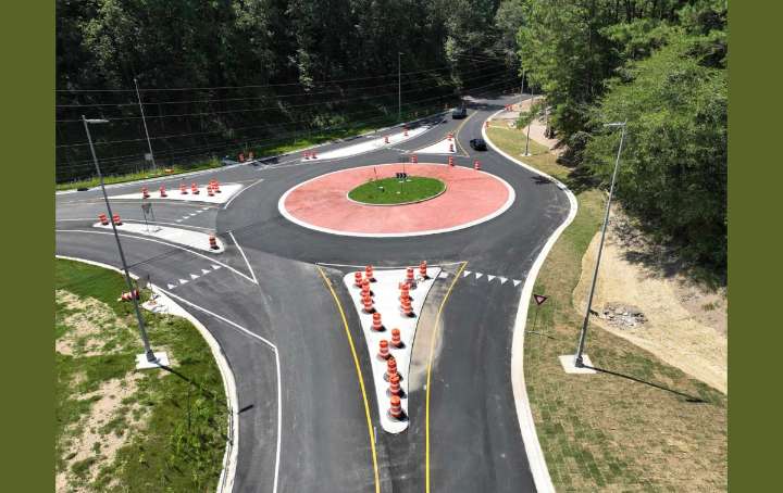 Roundabout opens at Blue Lake Drive, Sicard Hollow Road