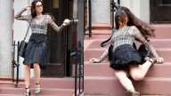 Anne Hathaway se cae en el rodaje de 'El diablo viste de Prada 2' y se vuelve viral: "¡Estoy bien!"