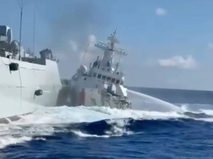 Video shows Chinese ships collide while pursuing Philippine boat