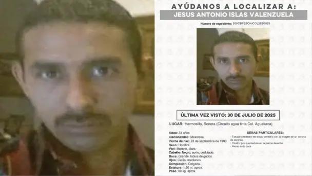 Buscan a Jesús Antonio Islas, desaparecido en Hermosillo
