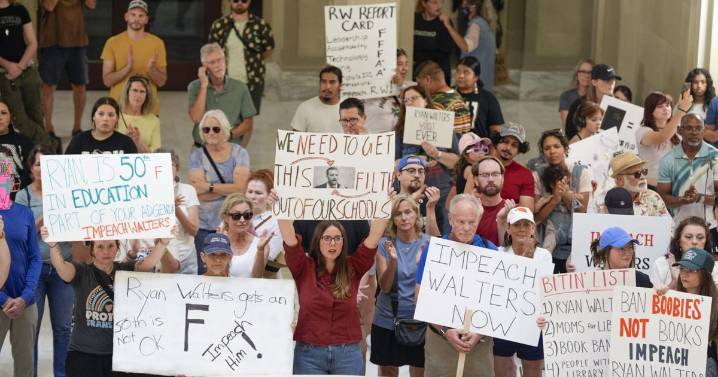 Hundreds at Oklahoma Capitol rally call for Ryan Walters to be impeached