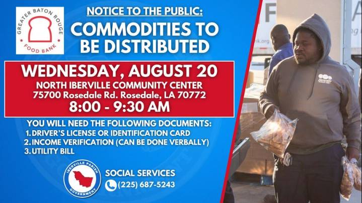 Iberville Parish partners with Greater Baton Rouge Food Bank to distribute food