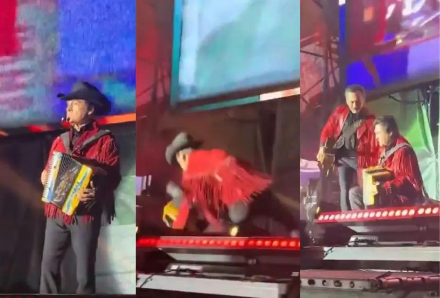 Jorge Hernández, vocalista de Los Tigres del Norte, sufre caída durante presentación (Video)