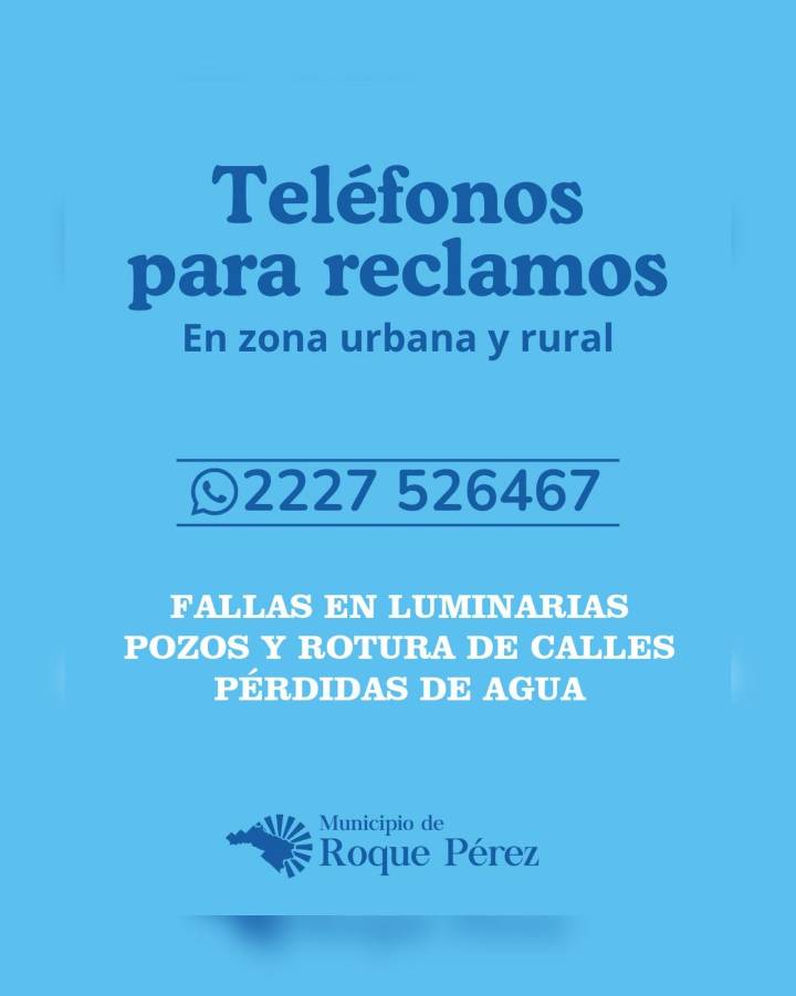 Roque Pérez dispone de Whatsapp para reclamos