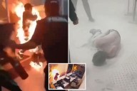 Video shows passenger setting himself on fire at airport counter