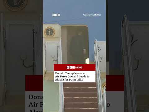 The US president posted "HIGH STAKES" on social media before boarding. #Trump #BBC