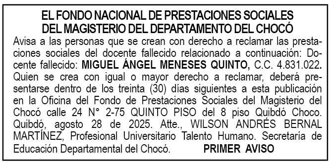 Edicto 2do. aviso Miguel Ángel Meneses Quinto