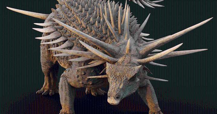 Descubren en África el raro fósil de un dinosaurio con armadura y púas de un metro que sobresalen desde el cuello