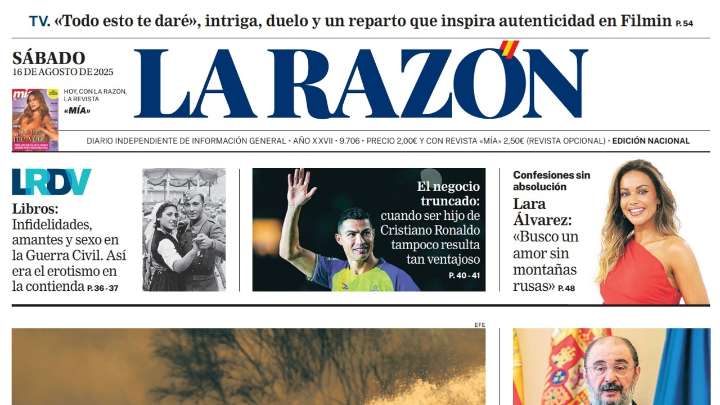 Portada de LA RAZÓN del sábado 16 de agosto de 2025