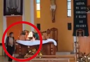 Detienen a hombre que incendió altar en Veracruz; culpó al diablo de sus actos #VIDEO