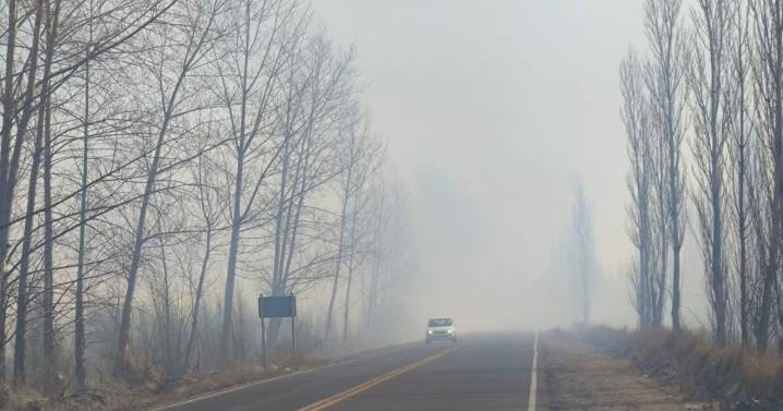 Tránsito complicado entre Allen y Roca: piden circular con precaución por la presencia de humo en la Ruta 65