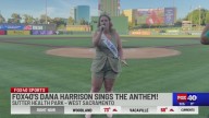 FOX40 producer Dana Harrison sings the national anthem ahead of A's vs. Angels