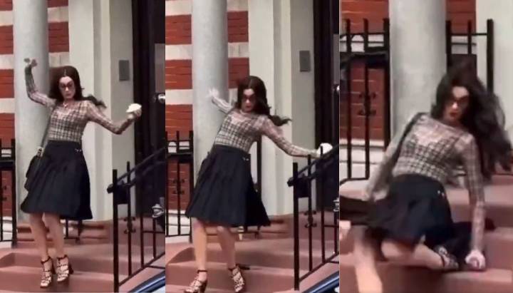 Anne Hathaway sufrió glamurosa caída por las escaleras mientras grababa "El Diablo viste a la Moda 2"