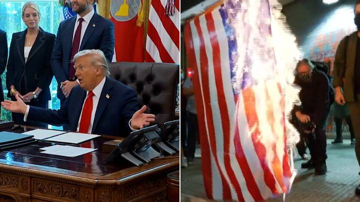 Trump firma orden para procesar a quien queme bandera de EEUU