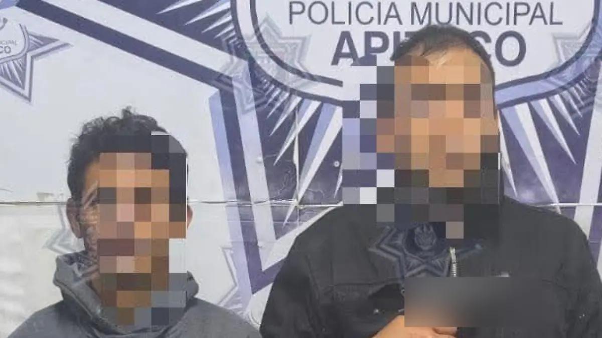 Detienen en Apizaco a dos presuntos asaltantes de conductor de plataforma digital