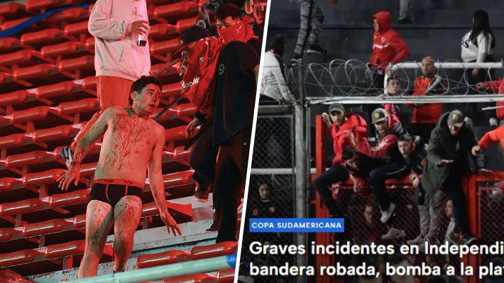 "Escándalo, vándalos": Así ve la prensa argentina los incidentes entre hinchas de la U e Independiente y entrega duros detalles El partido fue suspendido.
