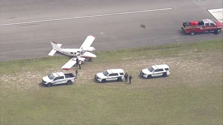 No injuries reported after small plane skids off North Perry Airport runway due to faulty landing gear