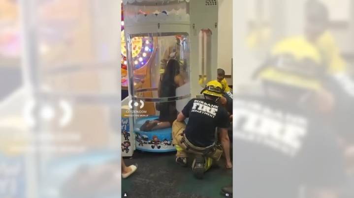 Woman gets stuck in Chuck E. Cheese game, drawing Burbank firefighters to free her