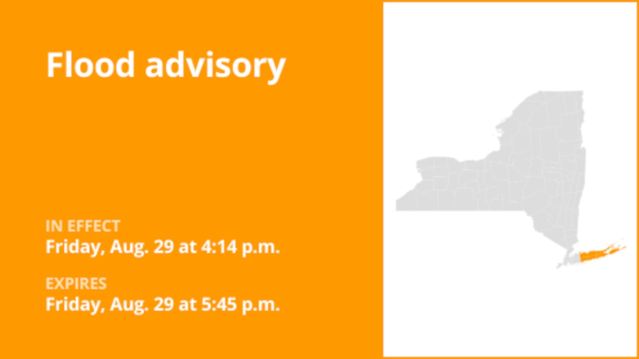 NY weather: Flood advisory active for Suffolk County early Friday evening triggered by persistent rain