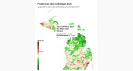 Which Michigan communities have the highest and lowest property tax rates?