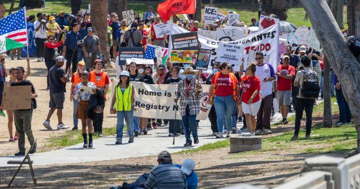 'We are going to take back MacArthur Park': Labor groups protest renewed immigration raids in Los Angeles