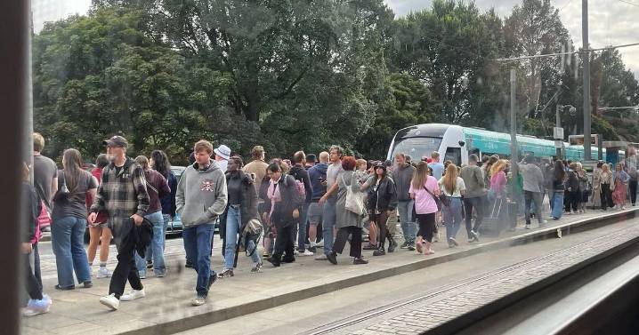 Edinburgh Oasis fans in huge queues at packed Princes Street tram stop