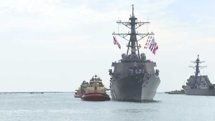 Fire breaks about aboard USS Carney