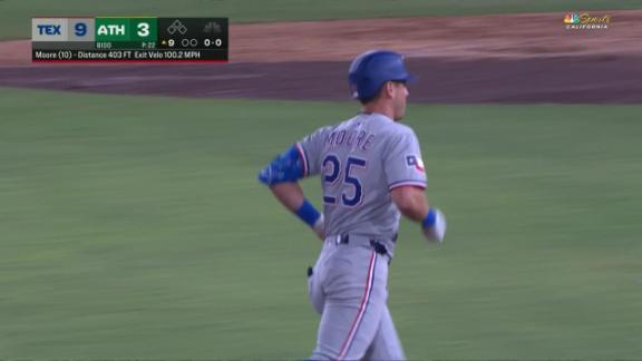 Rangers get 17 hits and hammer Athletics 9-3 for 4th straight win