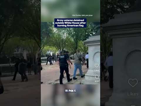 Army veteran detained outside White House after burning American flag