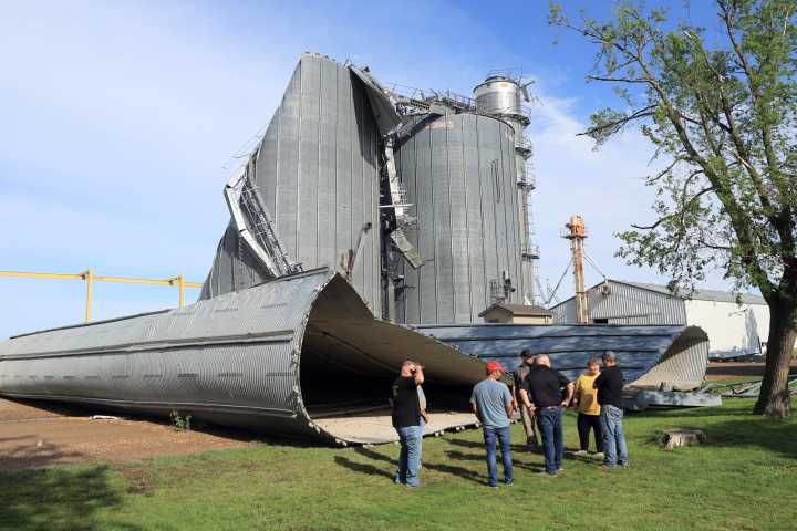 Tempest roils region, damaging Thompson elevator. It possibly included a tornado at Air Force base