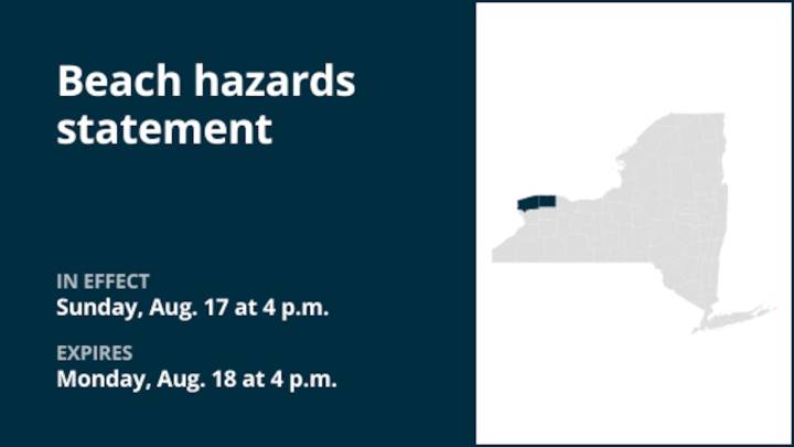 NY weather: Beach hazards statement issued for Niagara and Orleans counties until early Monday evening
