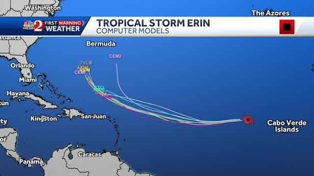 Tracking Tropical Storm Erin: Maps, spaghetti models