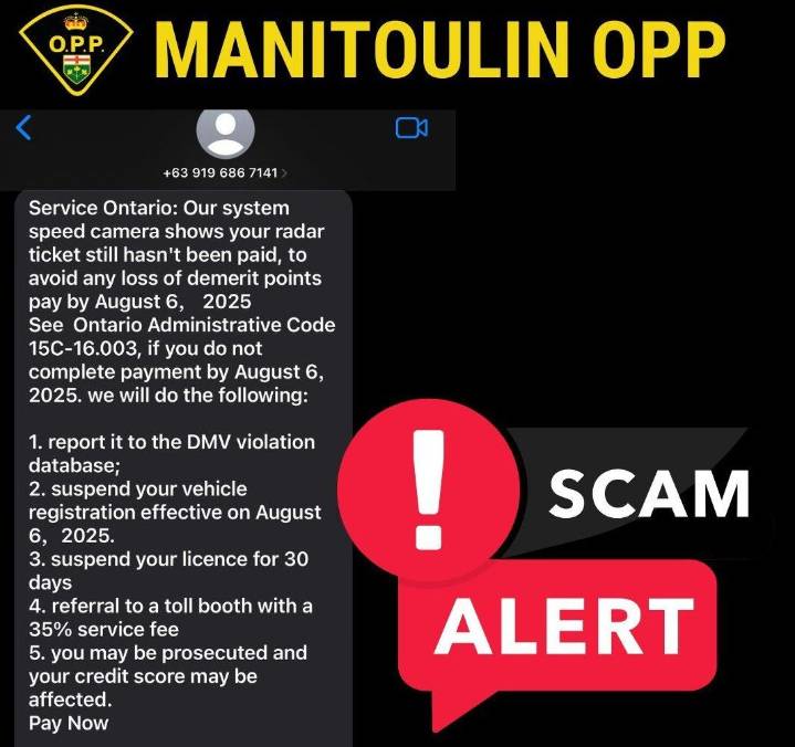 Manitoulin OPP warns of radar ticket scam