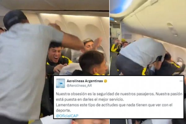 Peligro en el aire: los jugadores de Peñarol cantando y saltando sobre los asientos del avión que motivó un comunicado de Aerolíneas