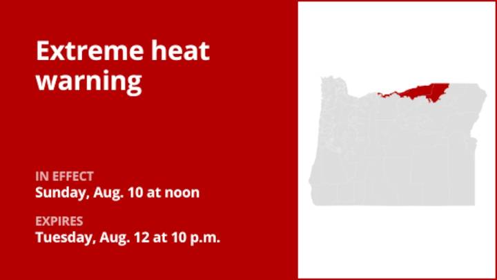 Extreme heat warning for Oregon from Sunday to Tuesday – temperatures up to 103 degrees