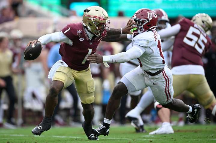 Florida State football's Tommy Castellanos sells merch after Alabama win