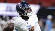Cam Ward throws for 42 yards in three series, with 35 coming on his first pass
