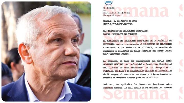 SEMANA revela el documento oficial de Nicaragua con el que le concedió asilo político a Carlos Ramón González
