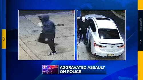 Authorities looking for suspects accused of hitting police vehicle in Bensalem while officer inside