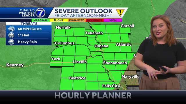 Scattered thunderstorms possible Friday afternoon for Omaha area