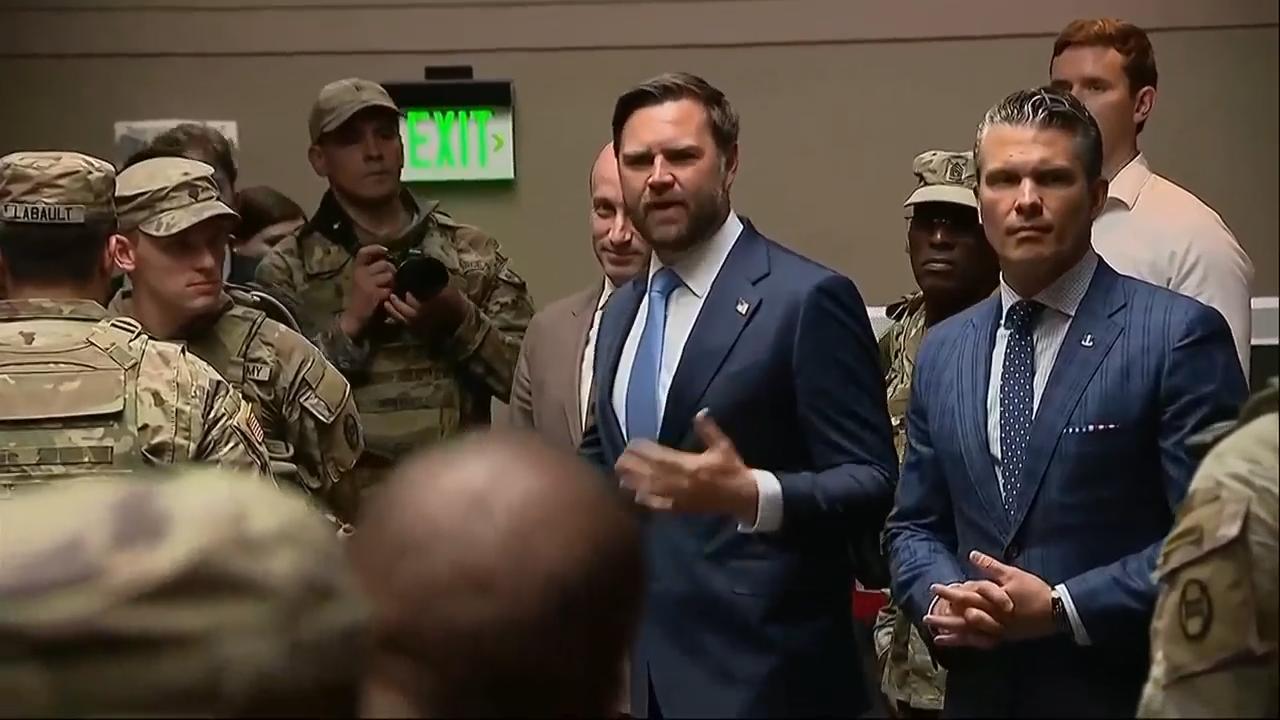 In Washington, JD Vance and Pete Hegseth visit troops amid Trump crackdown